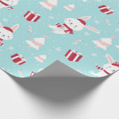 Cute White Bunny-kerstpatroon Cadeaupapier (Hoek)