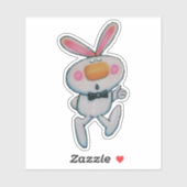 Cute White Bunny Oranje Nose Thumbs Up Sign Sticker (Vel)