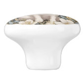 Cute White Bunny Pastel Yellow Floral  Keramische Knop (Zijkant)