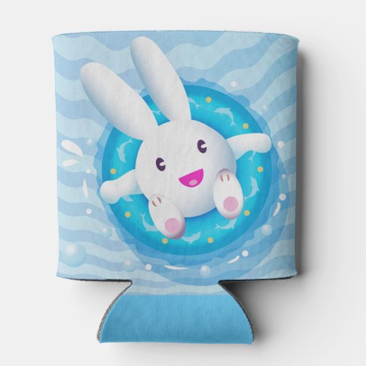 Cute White Bunny Pool Blikjeskoeler (Achterkant)