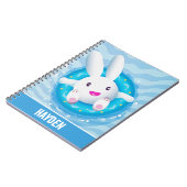 Cute White Bunny Pool Party Personalised Notitieboek (Linkerzijde)