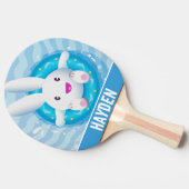 Cute White Bunny Pool Party Personalised Tafeltennisbatje (Zijkant)
