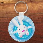 Cute White Bunny Pool Sleutelhanger (Voorkant)