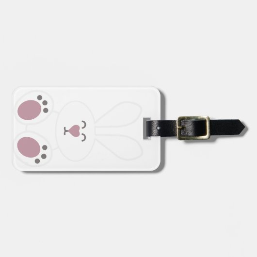 Cute White Bunny Rabbit Bagagelabel (Voorkant horizontaal)