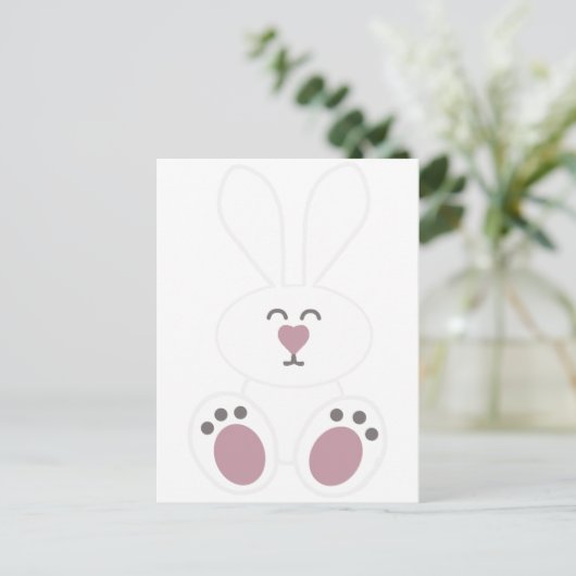 Cute White Bunny Rabbit Briefkaart (Staand voorkant)