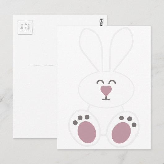 Cute White Bunny Rabbit Briefkaart (Voorkant / Achterkant)