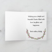 Cute White Bunny Rabbit Custom Text Happy Easter Kaart (Binnen)