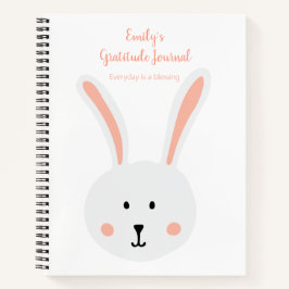 Cute White Bunny Rabbit Gratitude Journal Pink Notitieboek