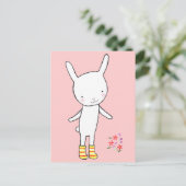 Cute White Bunny Rabbit Yellow Boots Briefkaart Mi (Staand voorkant)