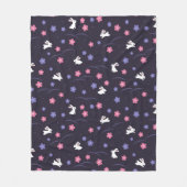 Cute White Bunny Rabbits and Flowers Pattern Fleece Deken (Voorkant)