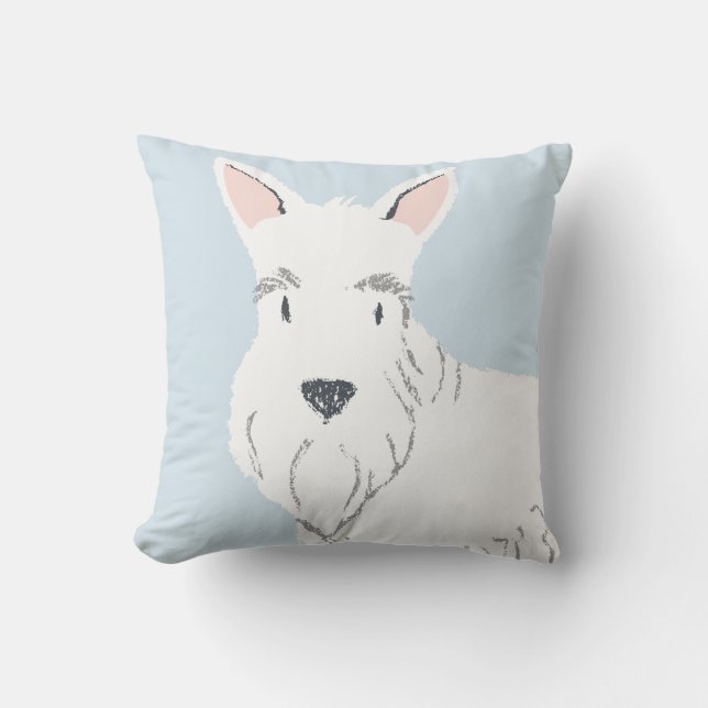 Cute white cartoon Scottish Terrier zeer goed — Kussen (Voorkant)
