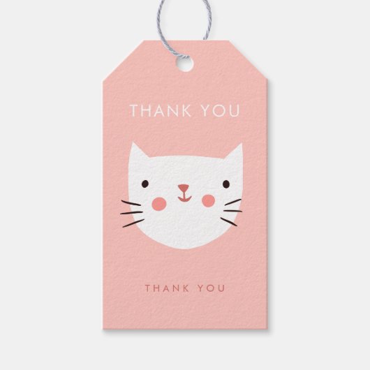 Cute White Cat Birthday bedankt Cadeaulabel (Voorkant)