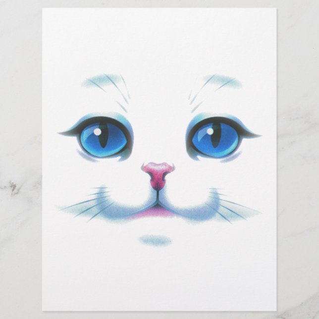 Cute White Cat Blue Eyes Face (Voorkant)
