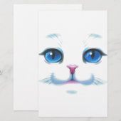 Cute White Cat Blue Eyes Face Briefpapier (Voorkant / Achterkant)