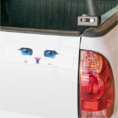 Cute White Cat Blue Eyes Face Bumpersticker (Op Truck)