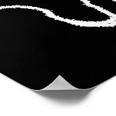 Cute White Cat Cartoon. Op zwart. Poster (Hoek)