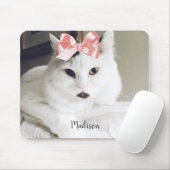 Cute White Cat Custom Foto Personated Gel Mouse Muismat (Met muis)