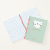 Cute White Cat Custom Handwriting Name Notitieboek (Binnen)