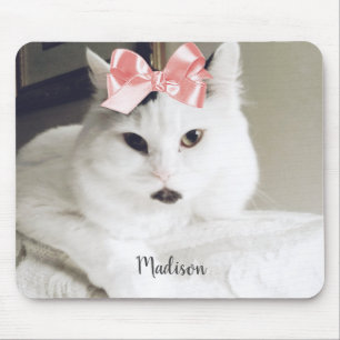 Cute White Cat Custom Photo Personal Gel Mouse Muismat