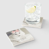 Cute White Cat Custom Photo Persoonlijk  Stenen Onderzetter (Zijkant)