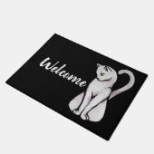Cute White Cat Deurmat (Schuin)
