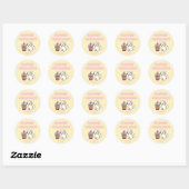 Cute White Cat&Funny Caffeine Pastel Ronde Sticker (Vel)