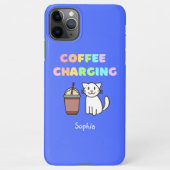 Cute White Cat&Funny Coffee Caffeine Rainbow iPhone Hoesje (Achterkant)