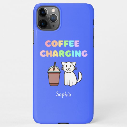 Cute White Cat&Funny Coffee Caffeine Rainbow iPhone Hoesje (Achterkant)