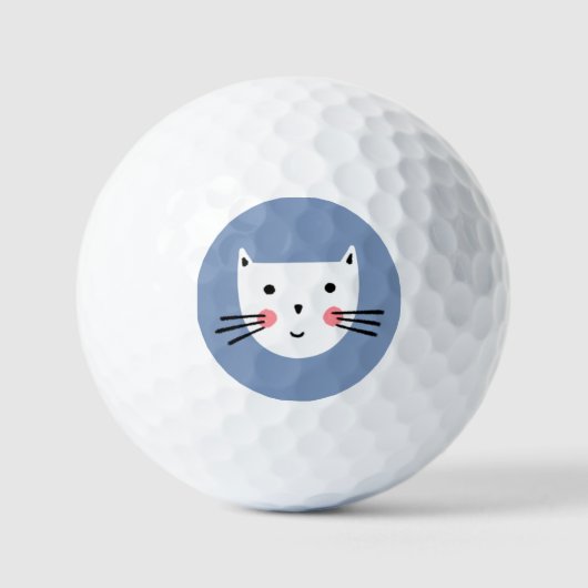 Cute White Cat Golfballen (Voorkant)