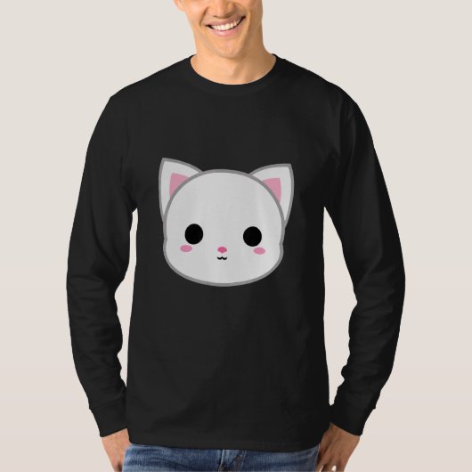 Cute White Cat Head T-shirt (Voorkant)