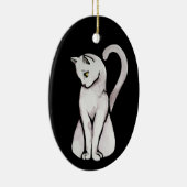 Cute White Cat Keramisch Ornament (Rechts)
