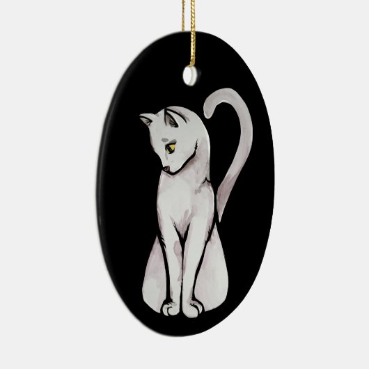 Cute White Cat Keramisch Ornament (Rechts)