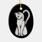 Cute White Cat Keramisch Ornament (Achterkant)