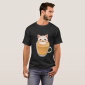 Cute White Cat Latte Art Coffee Heart ✨🐾☕ T-shirt (Voorkant volledig)