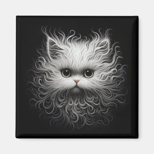 Cute White Cat Magneet (Voorkant)