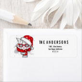 Cute White Cat Merry kerst Etiket (Insitu)