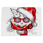 Cute White Cat Merry kerst Groot Cadeauzakje (Voorkant)