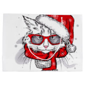 Cute White Cat Merry kerst Groot Cadeauzakje (Achterkant)