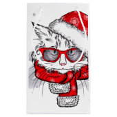 Cute White Cat Merry kerst Klein Cadeauzakje (Achterkant)