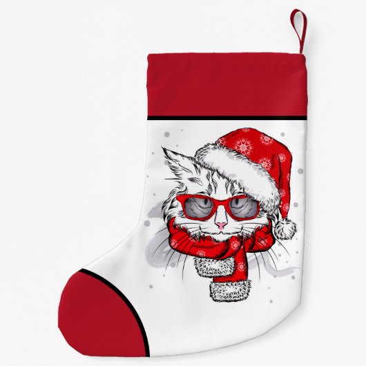 Cute White Cat Merry kerst Kleine Kerstsok (Achterkant)