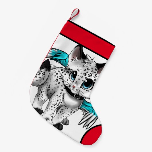 Cute White Cat Merry kerst Kleine Kerstsok (Voorkant (Hangend))