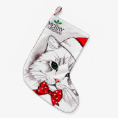 Cute White Cat Merry kerst Kleine Kerstsok (Voorkant (Hangend))