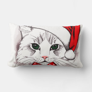 Cute White Cat Merry kerst Kussen