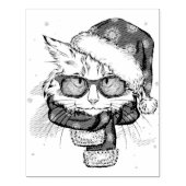 Cute White Cat Merry kerst Rubberstempel (Afrduk)