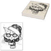 Cute White Cat Merry kerst Rubberstempel (Gestempeld)