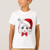 Cute White Cat Merry kerst T-shirt (Voorkant)