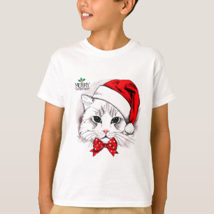 Cute White Cat Merry kerst T-shirt