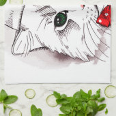 Cute White Cat Merry kerst Theedoek (Gevouwen)