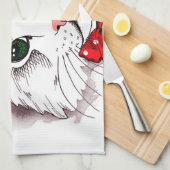 Cute White Cat Merry kerst Theedoek (Quarter Fold)