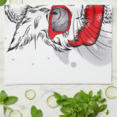 Cute White Cat Merry kerst Theedoek (Gevouwen)